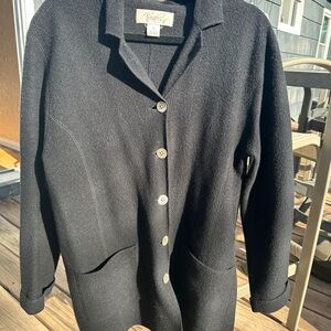 Black Button-Up Cardigan 100% Wool